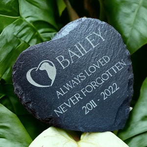 Placa memorial para cão de estimação, gato, pedra de sepultura de cães personalizada, marcador de ardósia de coração personalizado