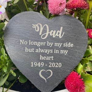 Personalised Memorial Plaque - Engraved Grave Stone Slate Marker Headstone Gift - Heart