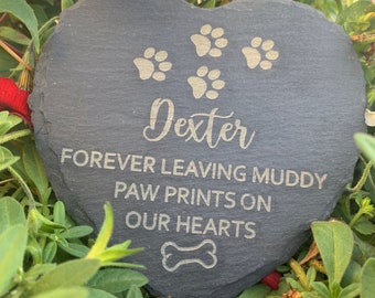 Personalised Memorial Plaque, Grave Ornament, Grave Decoration, Heart Memorial Marker, In Memory Of, Sympathy Gift, Garden Memorial - Dog