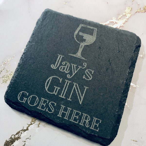 Personalised Engraved Slate Gin Coaster
