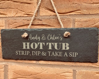 Personalised Slate Hot Tub Sign, Hanging Slate Sign, Hot Tub Accessories, Hot Tub Gift