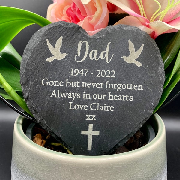 Personalised Memorial Plaque - Engraved Grave Stone Slate Marker Headstone Gift