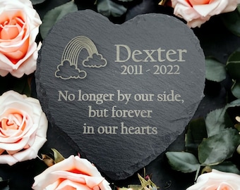 Memorial Plaque For Pet Dog - Personalised Dogs Grave Stone Personalized Heart Slate Marker