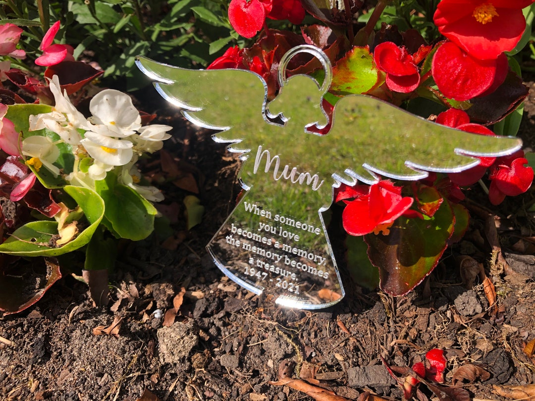 Memorial Plaque, Grave Ornament, Grave Decoration, Personalised Angel