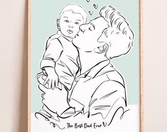 Custom Minimalist Family Portrait, Personalized People Drawing from Photo, Hand Drawn Line Art