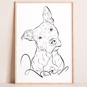 Custom Dog Line Art Portrait, Minimalist Pet Outline, Hand Drawn Wall Art (Digital Download)