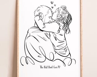 Personalized Family Line Portrait, Custom People Drawing from Photo, Hand Drawn Illustration, Custom Gift for Family