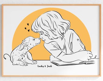 Custom Line Art Portrait, Personalized Minimalist Illustration, Hand Drawn Wall Art (Digital Download)