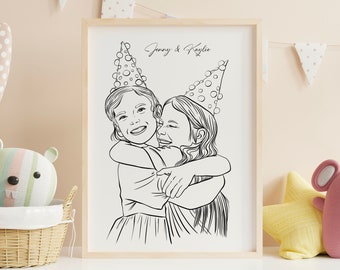 Custom Family Line Art, Custom Portrait, Custom Line Drawing , Minimalist