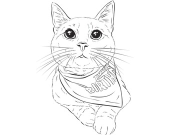 Pet Memorial Gift, Custom Cat Line Portrait, Hand Drawn Dog Illustration, Tattoo Design