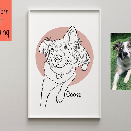 Custom Pet Line Art Pet Portrait Drawing Pet Sketch From Etsy