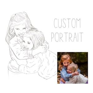 Personalized People Portrait, Custom Line Drawing, Custom Drawing from Photo, Personalized Family Portrait, Custom Pencil Drawing Art,