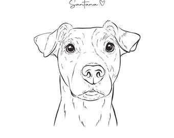 Custom Pet Line Drawing, Personalized Minimalist Dog Illustration, Hand Drawn Pet Sketch