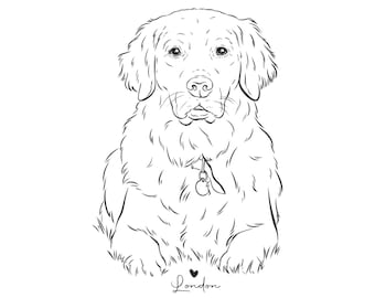 Custom Dog Portrait, Pet Memorial Gift, Personalized Hand Drawn Pet Drawing, Tattoo Design