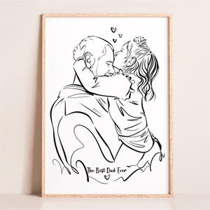 Custom Line Art, Personalized Family One Line Portrait, Gift for Father, Custom Portrait, Outline Minimalist Drawing, Father's Day Gift