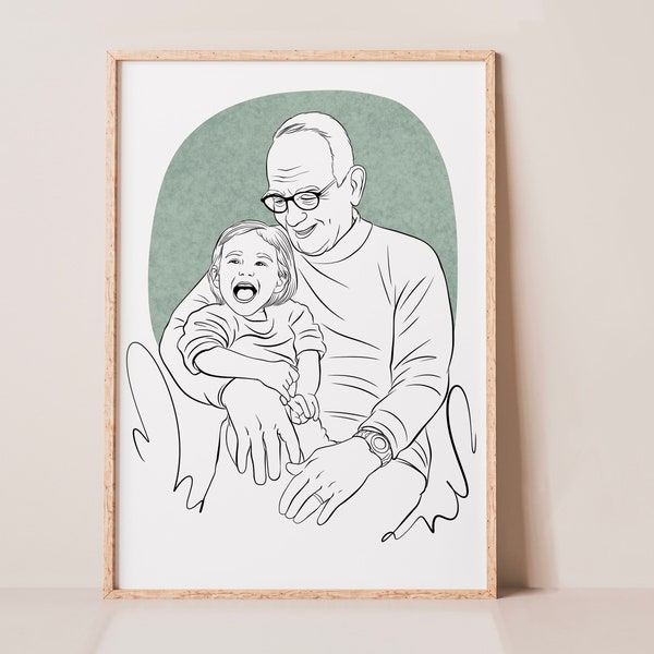 Custom Family Portrait, Custom Drawing from Photo, Personalized Gift, Digital Line Art Drawing, Father’s Day Gift