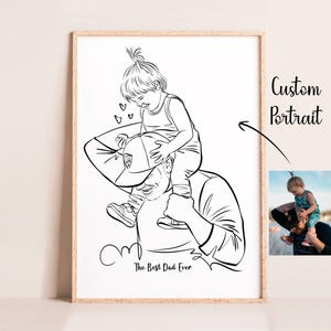 Ritratto di famiglia personalizzato, stile minimalista con linee, disegnato a mano su misura.