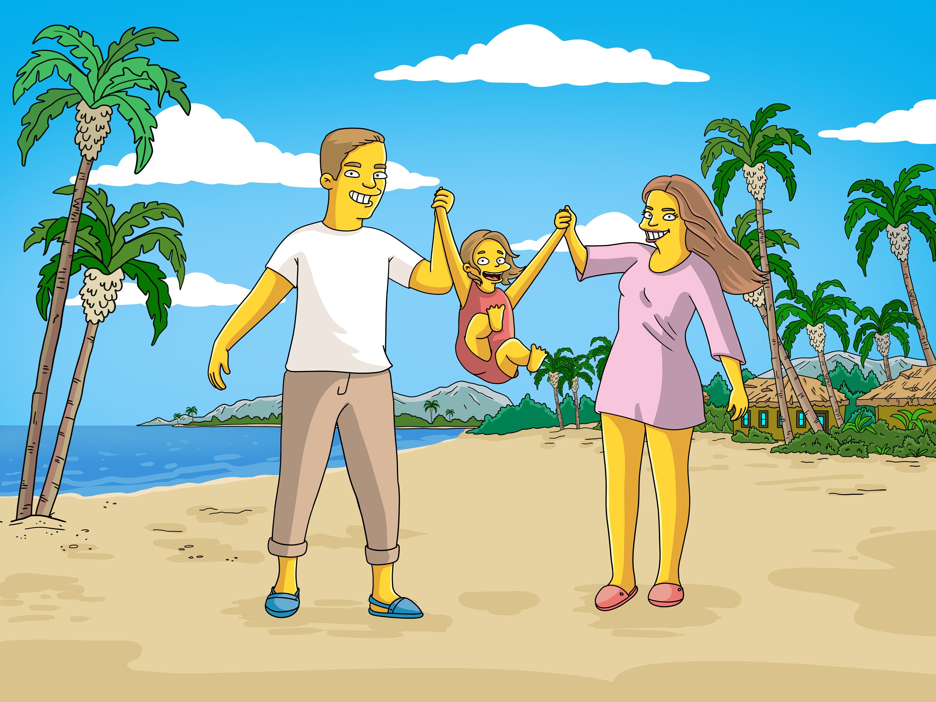 Simpsons Beach Background Full Body Simpsons Portrait Etsy