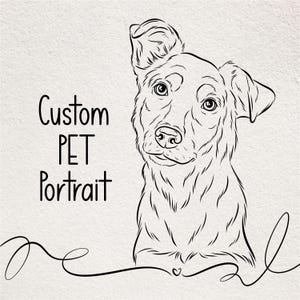 Custom Dog Line Art Portrait, Personalized Digital Pet Memorial,  Minimalistic Dog and Cat Drawing, Custom Dog Sketch, Custom Pet Outline