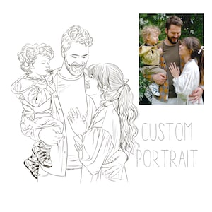 Personalisierte Familien Porträt, benutzerdefinierte Linie Zeichnung vom Foto, benutzerdefinierte digitale Bleistift Zeichnung Kunst, benutzerdefinierte Personen Porträt
