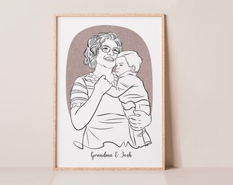 Custom Drawing GrandParents Portrait from Photo, Custom Illustration, Drawing from Photo, Personalized Gifts, Minimalist