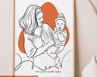 Custom Line Art Portrait, Minimalist Line Drawing from Photo, Personalized Family Portrait, Digital Family Sketch, Outline Portrait
