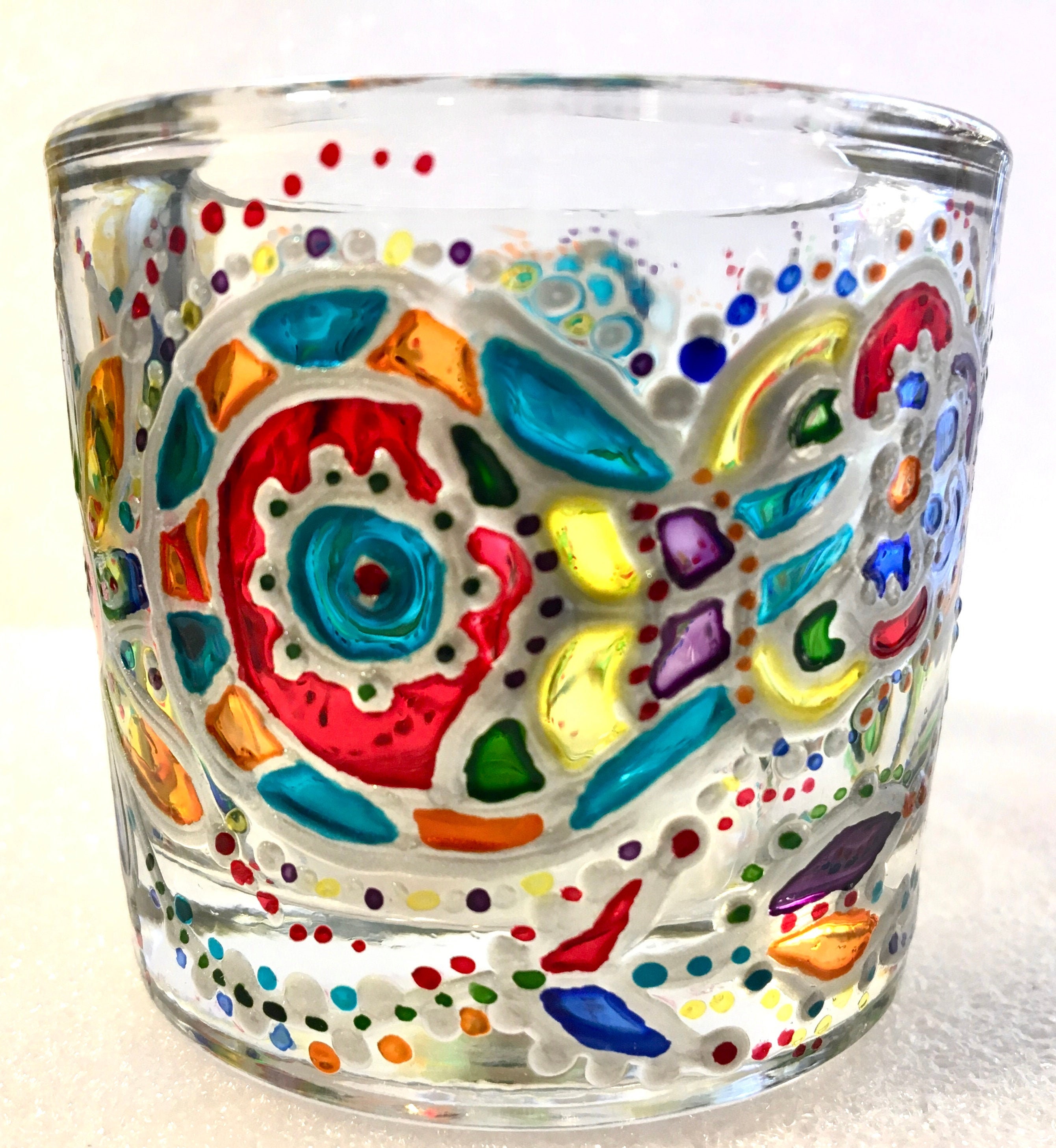 Hand Painted Glass Candle Holder Tealight Candlestick Holy Etsy UK