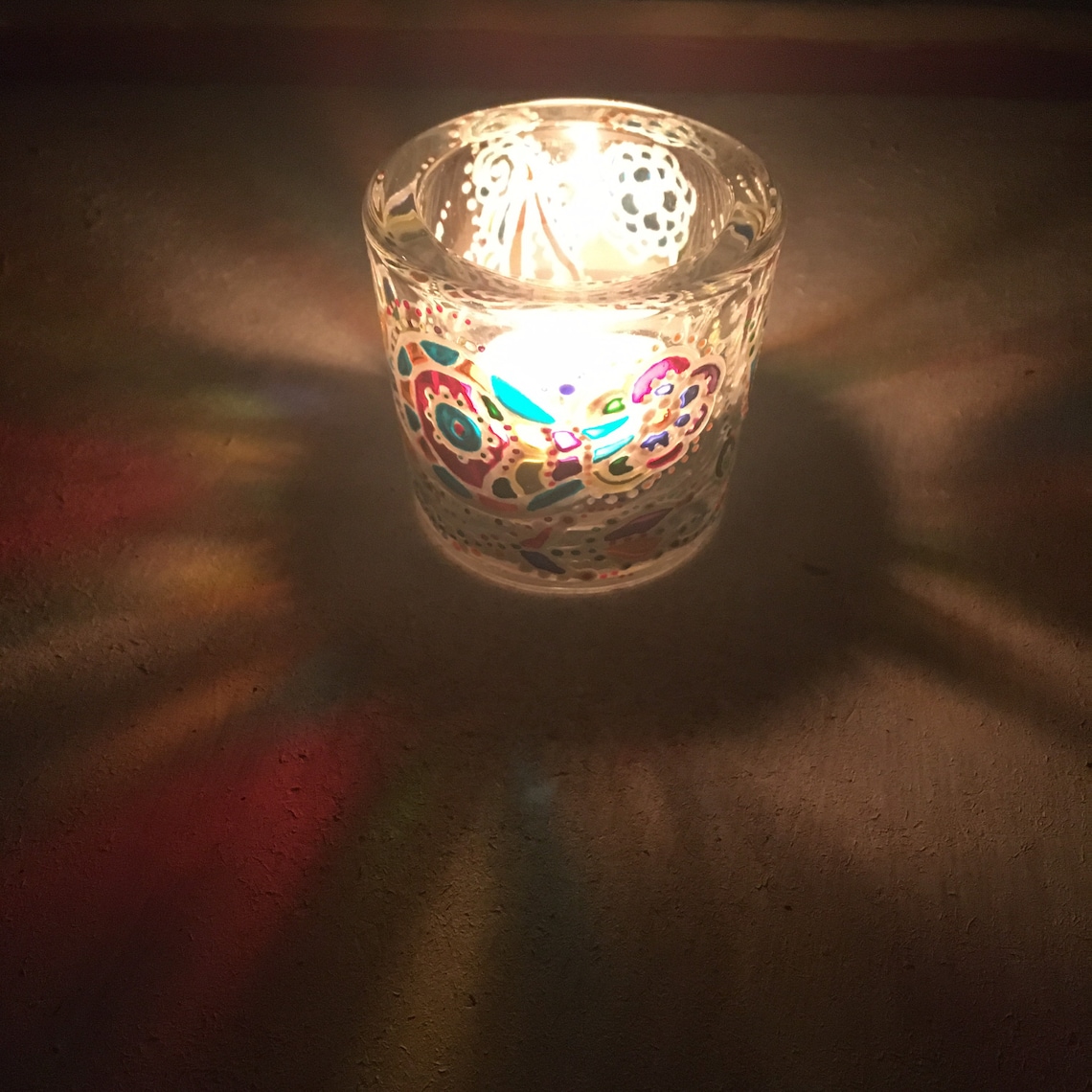 Hand Painted Glass Candle Holder Tealight Candlestick Holy Etsy UK