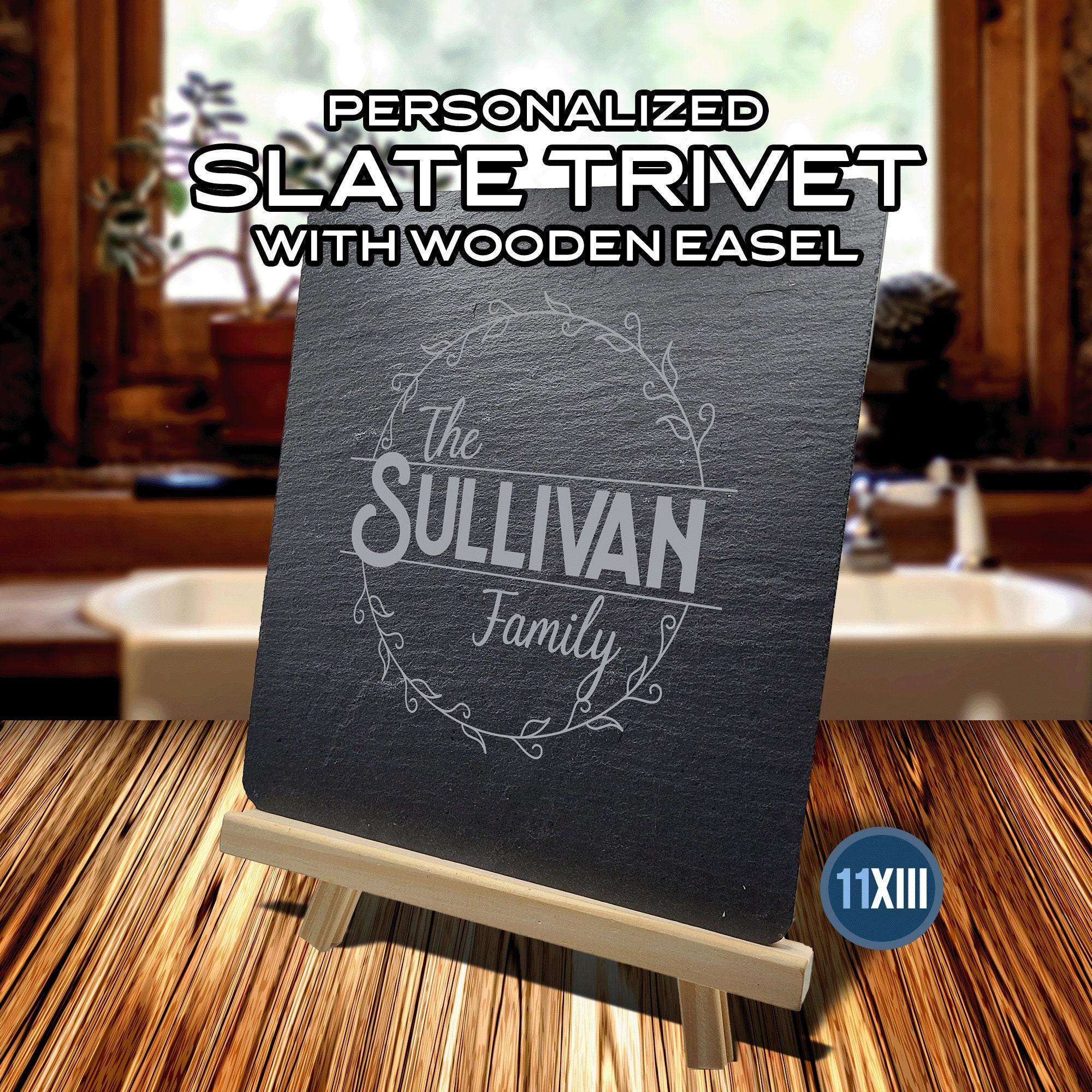 Personalized Slate Trivet With Wooden Easel Custom Gift Etsy
