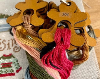 Gingerbread Men holiday Floss drops, thread holders, floss keepers, thread keepers, floss cards