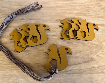 Squirrel shaped Floss drops, thread holders, floss keepers, thread keepers, floss cards