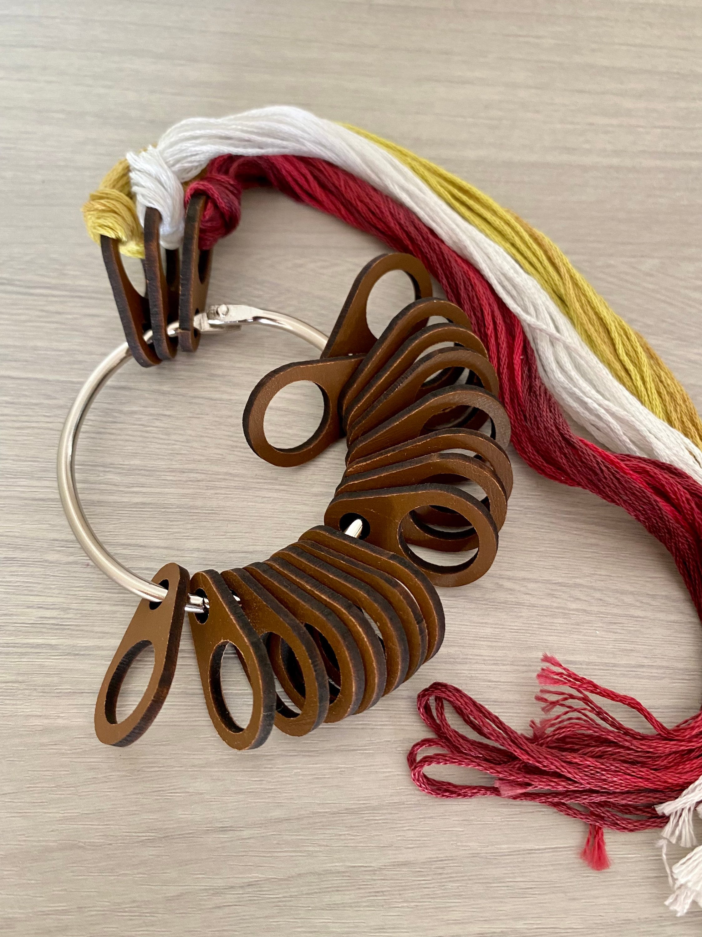 Simple floss/thread drops with floss ring chocolate brown Etsy