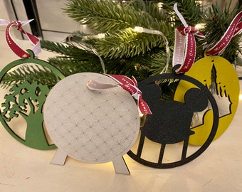 Deck the Halls with Disney Magic! Set of Four Christmas Tree Ornaments - inspired by Walt Disney World Parks