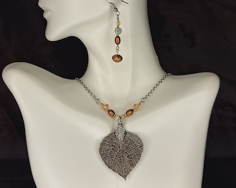 Fall Leaf Necklace and Earring Jewelry Set