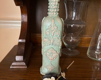 Unique Bottle Art,Bottle Art Vase,Unique Vase Decor,Decorative Vase Art,Unique Vase Art,Bottle Art,Handmade Vase Art,Unique Vase Gift,
