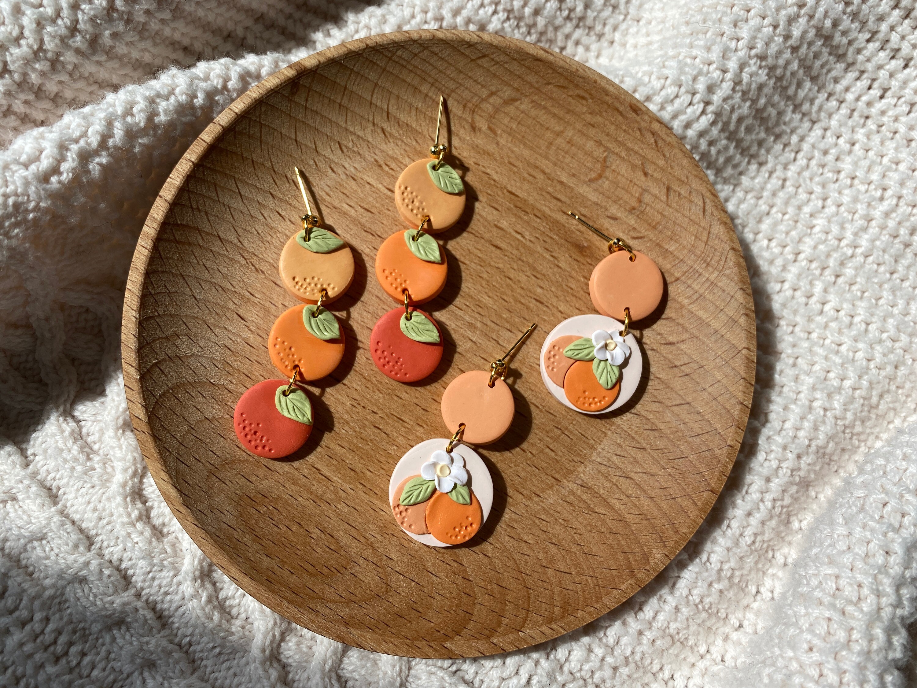 Orange Fruit Earrings Funky Earrings Food Earrings Polymer Clay
