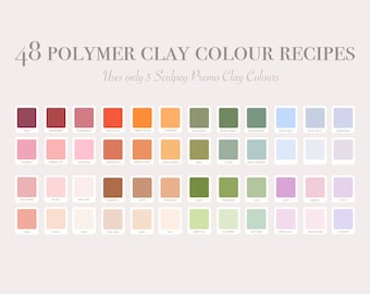 The Essential Collection, 48 Polymer Clay Color Recipes, Clay Color Recipe Guide, Premo Sculpey Color Mixing Tutorial, Digital Download