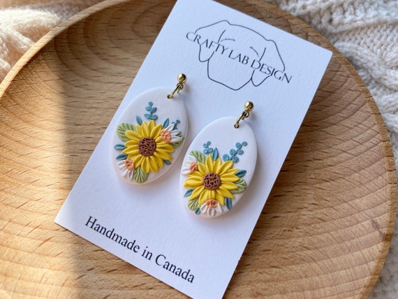 handmade clay flowers earring : r/clay