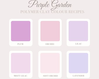 Purple Garden, Polymer Clay Color Recipes, Clay Color Recipe Guide, Premo Sculpey Color Mixing Tutorial, Digital Download