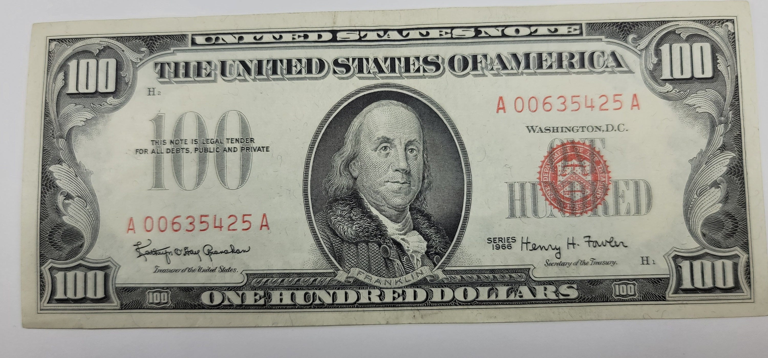 1966 Red Seal 100 Dollar Bill United States Notes Old Paper Etsy