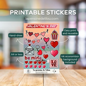 Valentine&#39;s Day sticker sheet | for scrapbooking and journaling | For cricut machine and hand cutting, Love is magic, for lovers and couples