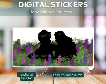 Digital stickers fantasy Twilight saga | Edward and Bella in the flower glade | Cult scene | for Cricut cutting machines with easy take-off