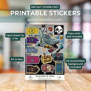 Sea of Thieves Stickerbogen für legendäre Piraten, Skull, Abgesandte, Megalodon, Schatztruhe, Fass, SoT Map, | Für Cricut oder Hand schneiden