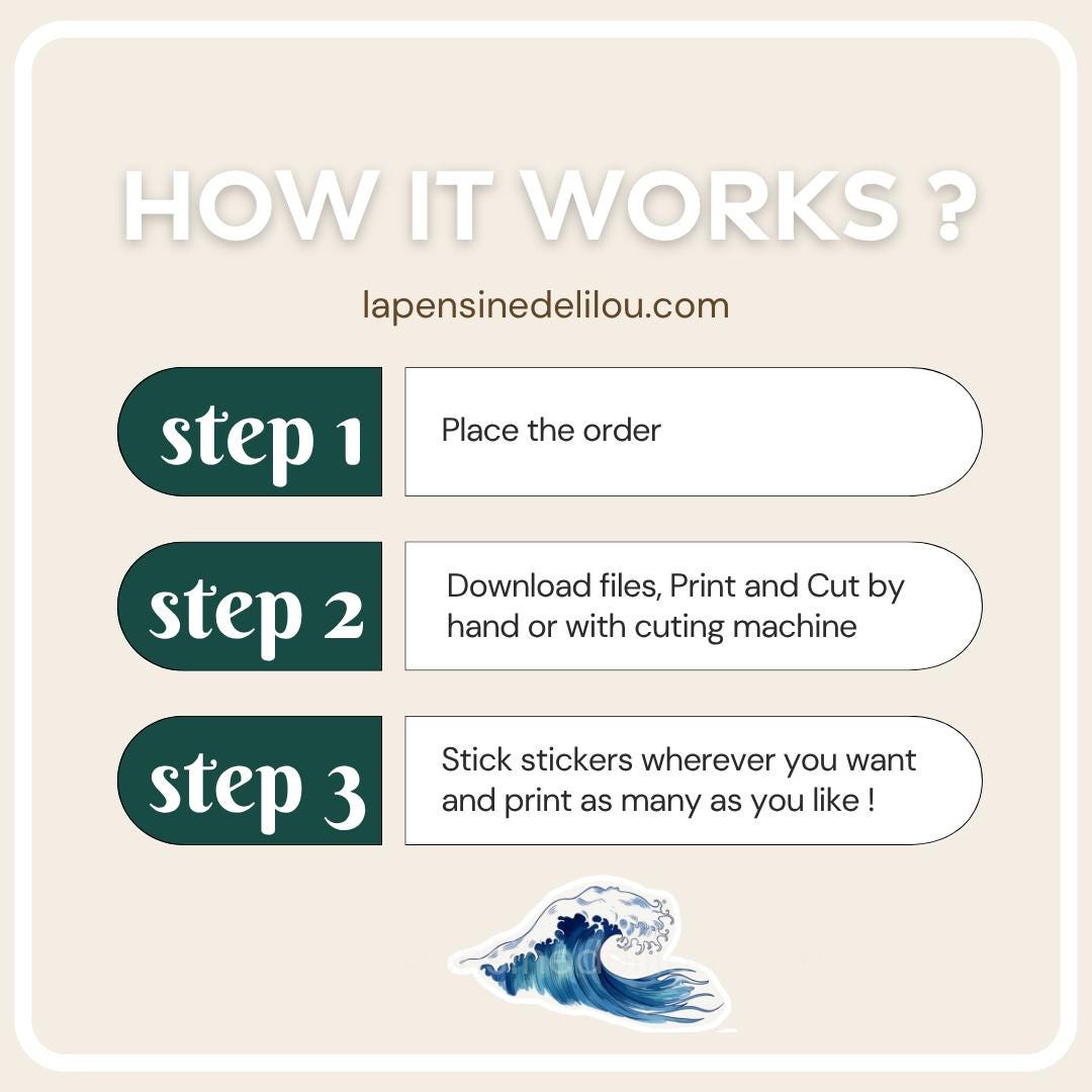 Sea Water Rising Sticker Printable Ocean Wave Stickers | Water Movement | Sea-themed for Bullet ...