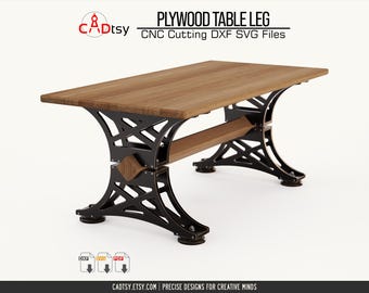 File DXF per fresatrice CNC per gambe del tavolo • File SVG per il taglio della base del tavolo in legno