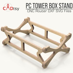 PC Case Raiser Stand cnc Cut DXF File, Wooden Under Desk Shelf Computer Desktop Raiser. Elevated PC Cooler Floor Stand. Desk Organizer