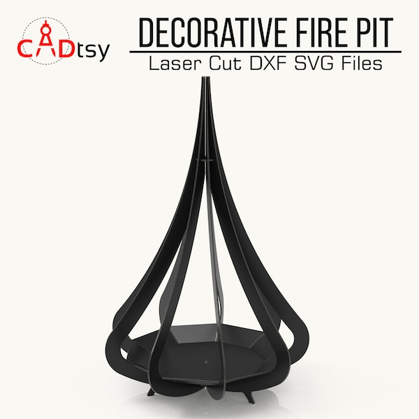 Decor Fire Pit DXF SVG File tagliati in metallo. Camino da esterno per giardino/patio con motivo laser al plasma CNC, braciere