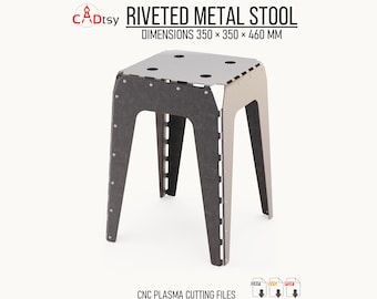 Riveted Metal Stool DXF Files for CNC Plasma Cutting, 2mm Sheet Metal Workshop Stool