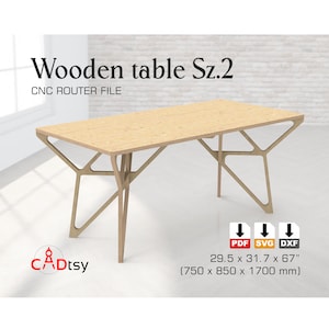 Wooden Table DXF Plans. Files for CNC Router Cutting File. Modern Plywood Desk DIY Plans. 1700 x 850 x H750 mm