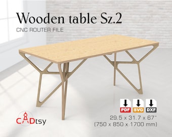 Wooden Table DXF Plans. Files for CNC Router Cutting File. Modern Plywood Desk DIY Plans. 1700 x 850 x H750 mm